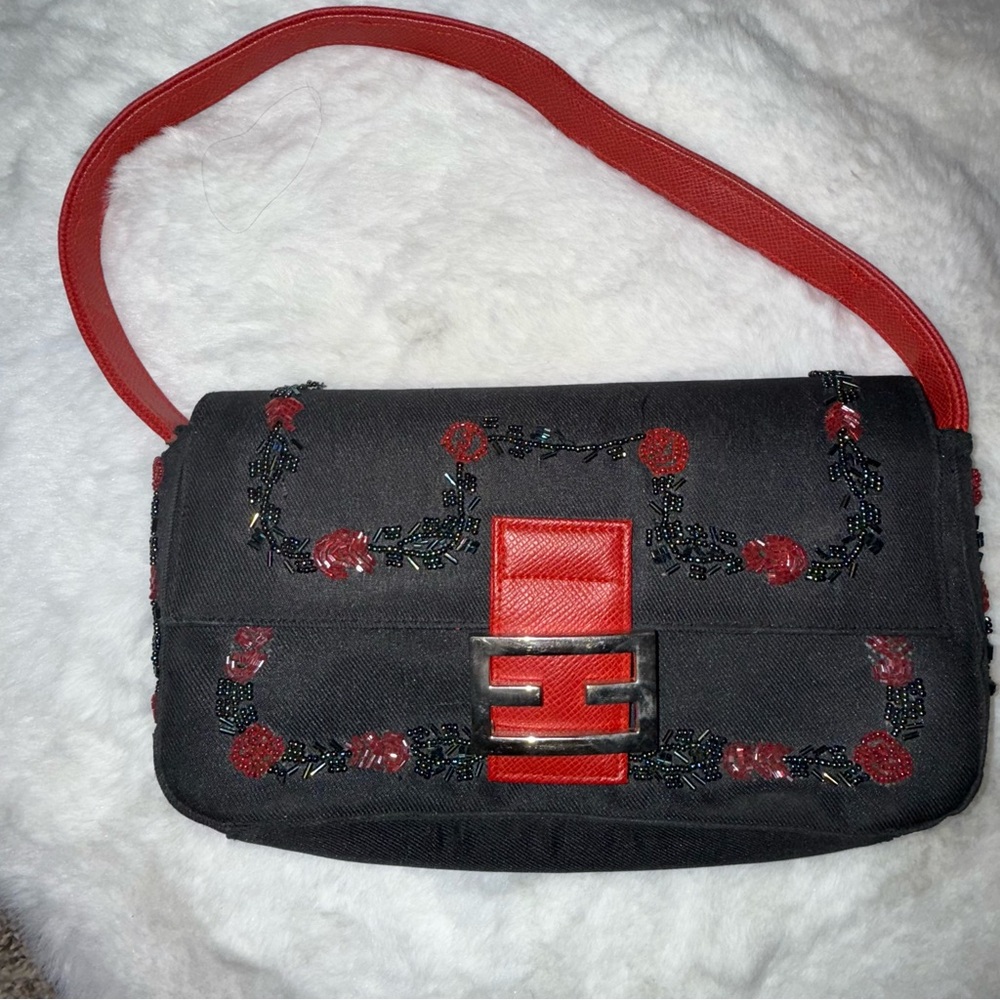 Black and Red beaded Women's Bag